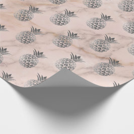 Papel De Presente Cinza de abacaxi-de-verão tropical mármore