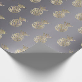 Papel De Presente Cinza de abacaxi Fruta de Cinza de Verão tropical