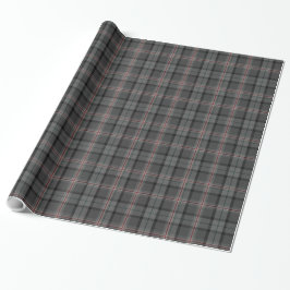 Papel De Presente Cinza de carvão negro Xadrez vermelha de tartan