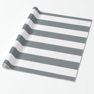 Papel De Presente Cinza de carvão, Padrão de Stripes Branco XL