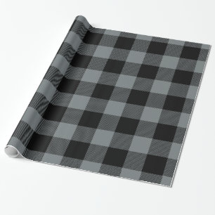 Papel De Presente Cinza de carvão preto Xadrez de búfalo