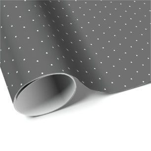Papel De Presente Cinza de carvão vegetal com bolinhas brancas min