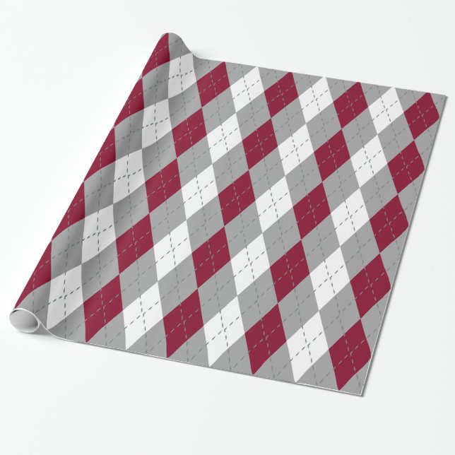 Papel De Presente Cinza de carvão vegetal Wht XL Argyle (Desenrolado)