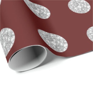 Papel De Presente Cinza de Cinza de Prata bolinhas Brilhante Maro