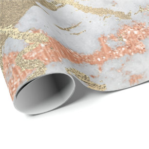 Papel De Presente Cinza de cobre Foxier Dourado Marble Shiny Metálic