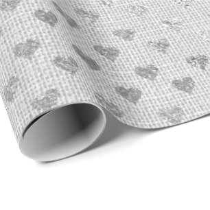 Papel De Presente Cinza de Copas Confetti Silver Linen Monocromátic