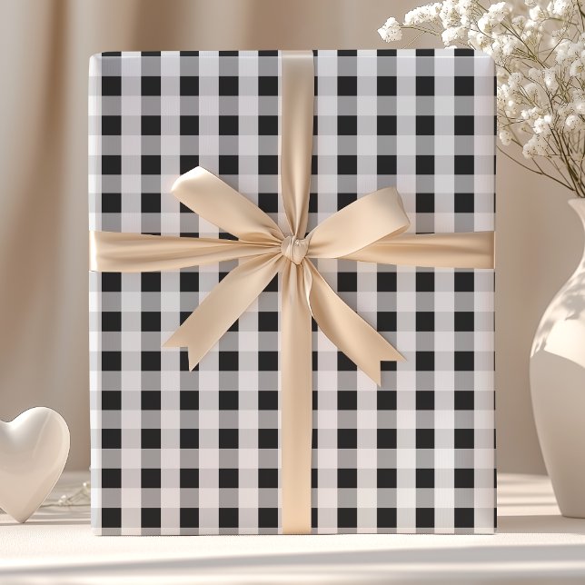 Papel De Presente Cinza de fumaça Gingham Pattern (Criador carregado)