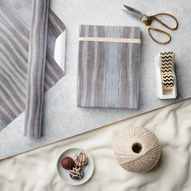 Papel De Presente Cinza De Madeira Negra Cinza Vertical (Artesanato)