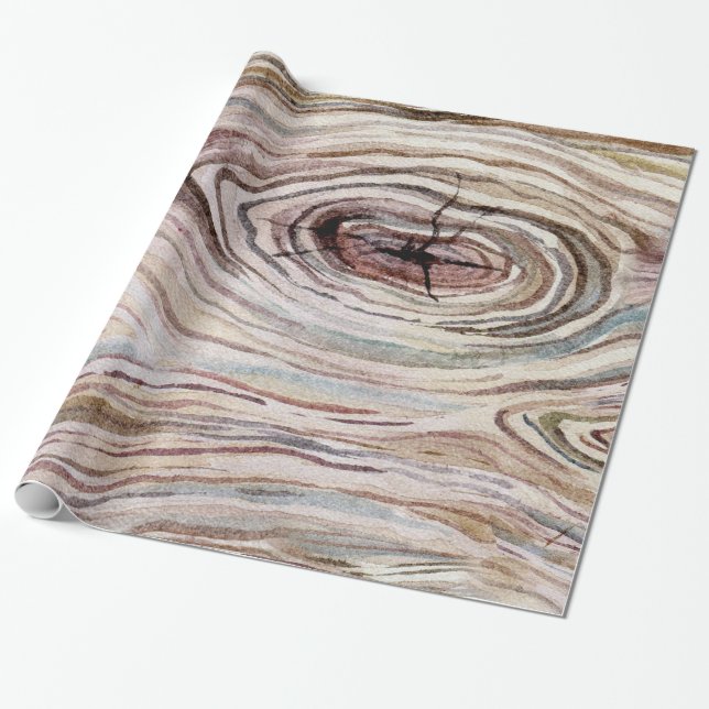 Papel De Presente Cinza de Madeira Russo Cinto de Água Chic (Desenrolado)