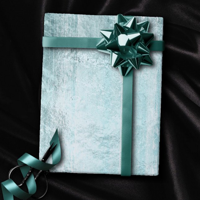 Papel De Presente Cinza de Madeira Russo | Turquoise Teal Blue em br (Criador carregado)
