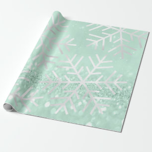Papel De Presente Cinza de Natal Flocos de Neve