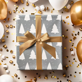 Papel De Presente Cinza de prata da árvore de Natal