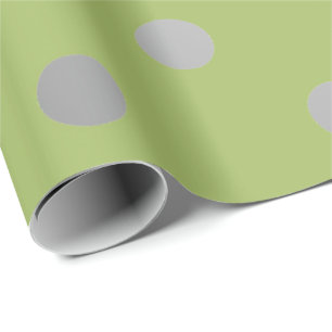 Papel De Presente Cinza de Prata de Ervilha Verde Polka Minúscula