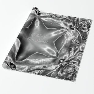 Papel De Presente Cinza de Prata de Natal Elegante Chic