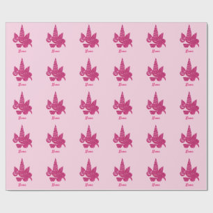 Papel De Presente Cinza de sol fofo cor-de-rosa-Unicorn
