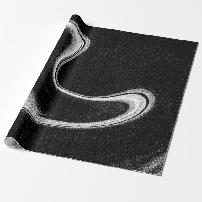 Papel De Presente Cinza e ilustração a preto (Desenrolado)