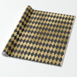 Papel De Presente Cinza e Ouro Diamante Folheado<br><div class="desc">Papel de embrulho com padrão de diamantes cinza e dourado.</div>