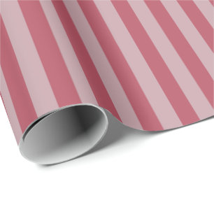 Papel De Presente Cinza Empoeirado Rosa e Listras Rosa Escuro