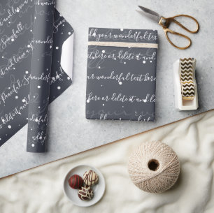 Papel De Presente Cinza Escura - Redução de Neve de Texto Personal