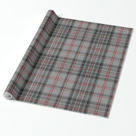 Papel De Presente Cinza Escura Taupe Xadrez Preta de Tartan Vermelho