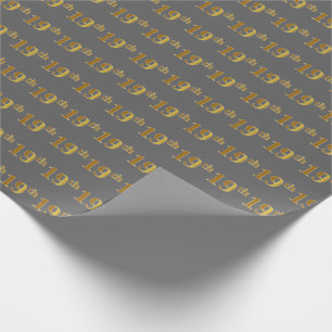 Papel De Presente Cinza, Falso Dourado 19º (Décimo Nono) Evento