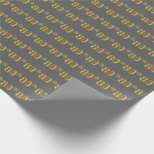 Papel De Presente Cinza, Falso Ouro 80º (Octogésimo) Evento