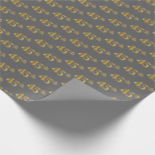 Papel De Presente Cinza, Faux Dourado 45º (quarenta e cinco) evento