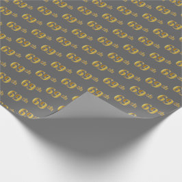 Papel De Presente Cinza, Faux Dourado 69º (Sessenta e nono) Evento