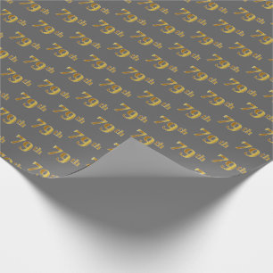 Papel De Presente Cinza, Faux Dourado 79º (setenta e nove) Evento