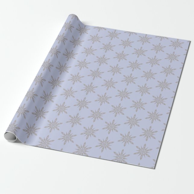Papel De Presente Cinza Floco de neve Azul Inverno (Desenrolado)