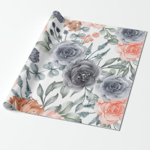 Papel De Presente cinza floral moderno