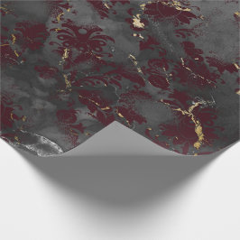 Papel De Presente Cinza Grafita Mármore Floral Grungy Shabby Burgund