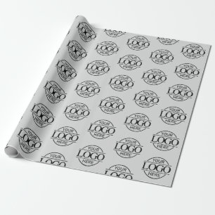 Papel De Presente Cinza leve com a marca do logotipo comercial