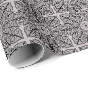 Papel De Presente Cinza Mandala