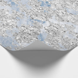 Papel De Presente Cinza Marble Cinza  de Brilho Azul de Prata