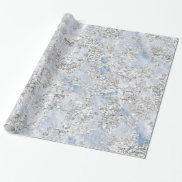 Papel De Presente Cinza Marble Cinza  de Brilho Azul de Prata