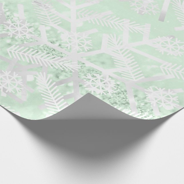 Papel De Presente Cinza Mint Glitter Natal Foliday Snowflake Joy (Ponta)