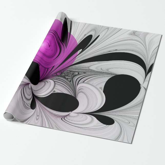 Papel De Presente Cinza Negra abstrato com Fratura Magenta (Desenrolado)