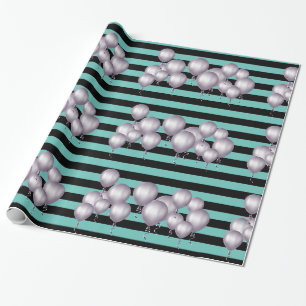 Papel De Presente Cinza Negra AQUA STRIPE NASCIMENTO NASCIMENTO