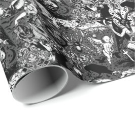 Papel De Presente Cinza Negra Testemunha Gótica Vitoriana Baphomet