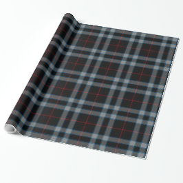 Papel De Presente Cinza Negra Xadrez Azul Tartan