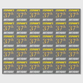 Papel De Presente Cinza, Ouro Falso/Imitação, "37º ANIVERSÁRIO"