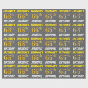 Papel De Presente Cinza, Ouro Falso/Imitação, "66º ANIVERSÁRIO"