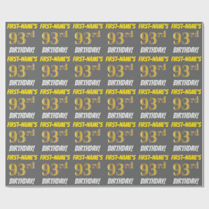Papel De Presente Cinza, Ouro Falso/Imitação, "ANIVERSÁRIO DE 93 ANO