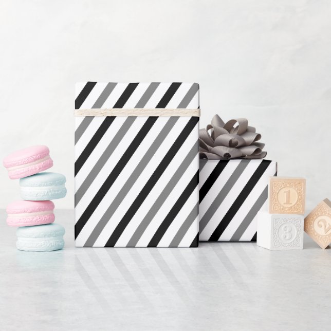 Papel De Presente Cinza Preto Branco Linhas Abstratas Geométricas (Chá de bebê)