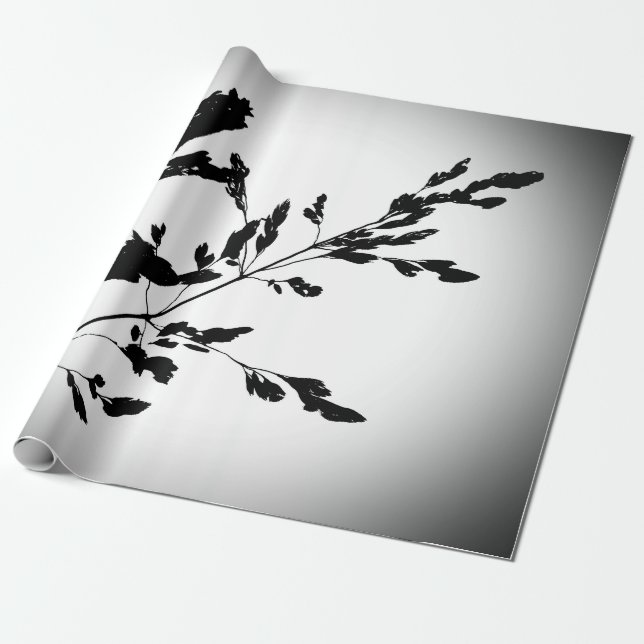 Papel De Presente cinza, preto, floral, design, abstrato, flor, arte (Desenrolado)