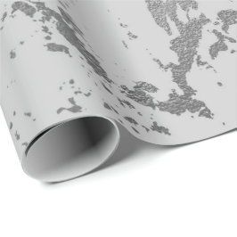 Papel De Presente Cinza Profunda, Marble, Stine Metálica Brilhante