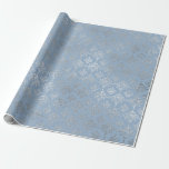 Papel De Presente Cinza Real Silver Blue Damask Floral Vip<br><div class="desc">Mínimalismo e Elegance Glam e Chic Delicate Wrappaper</div>