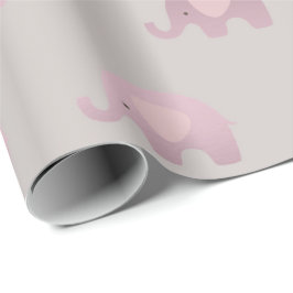 Papel De Presente Cinza rosa Pastas Princesa Elefante Novo Bebê