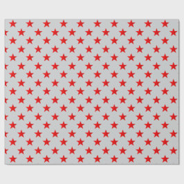 Papel De Presente Cinza Sky Bright Red Stars